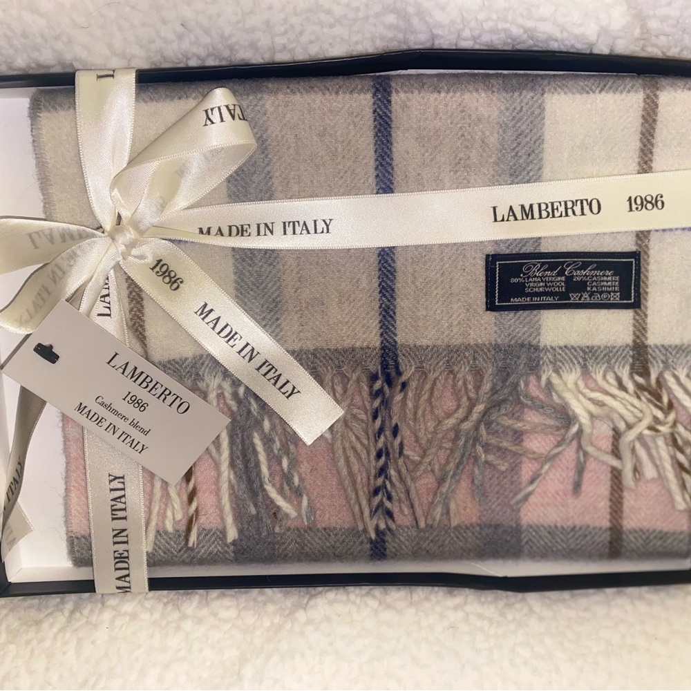 Lamberto Plaid Wool Cashmere Blend Scarf